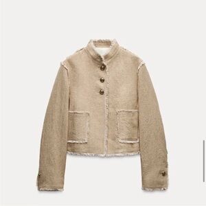 Zara Women's Cream Teddy Jacket